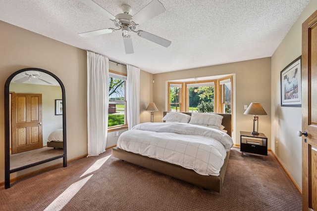 10547 Hollister Ave NW, Maple Lake, MN 55358 - bedroom with carpet flooring, a ceiling fan, a textured ceiling, and baseboards