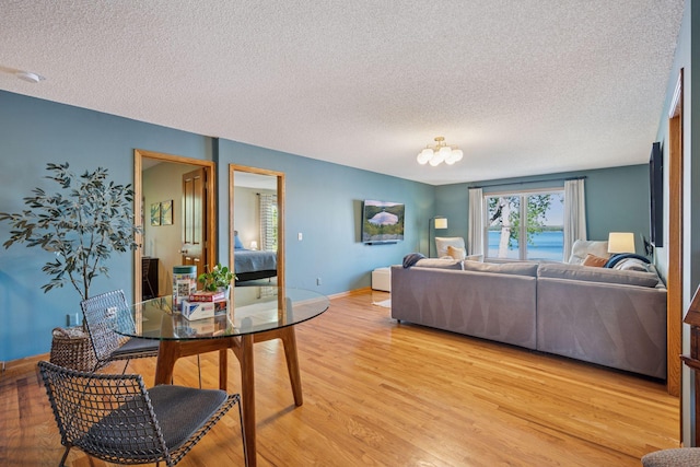 10547 Hollister Ave NW, Maple Lake, MN 55358 - living room featuring a textured ceiling and light wood-type flooring