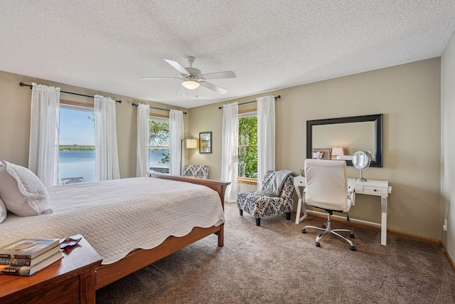 10547 Hollister Ave NW, Maple Lake, MN 55358 - carpeted bedroom featuring a textured ceiling, a ceiling fan, and baseboards