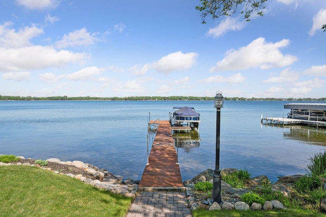 10547 Hollister Ave NW, Maple Lake, MN 55358 - dock featuring a water view and boat lift