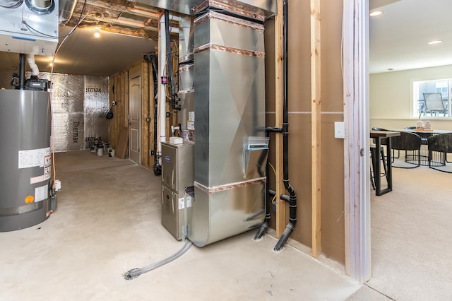 utilities with water heater and heating unit