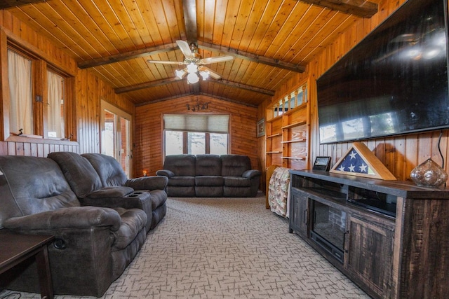 35445 County Highway 36, Vergas, MN 56587 - living area with wood walls, ceiling fan, and wood ceiling