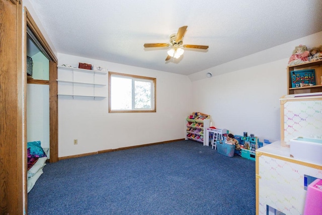 35445 County Highway 36, Vergas, MN 56587 - playroom with carpet flooring, ceiling fan, and baseboards