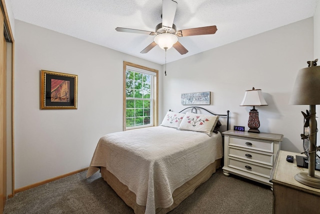 2715 Autumn Woods Dr, Chaska, MN 55318 - bedroom with dark carpet, baseboards, and ceiling fan