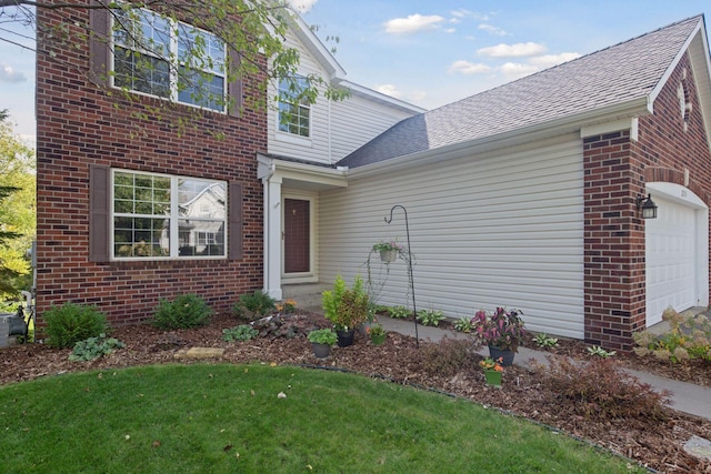 2715 Autumn Woods Dr, Chaska, MN 55318 - traditional-style home with brick siding, a shingled roof, an attached garage, and a front yard