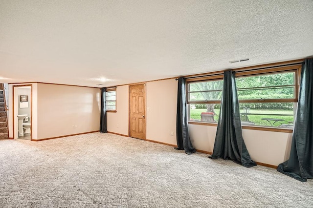 14717 Able St NE, Ham Lake, MN 55304 - unfurnished room with carpet floors, baseboards, stairs, and a textured ceiling