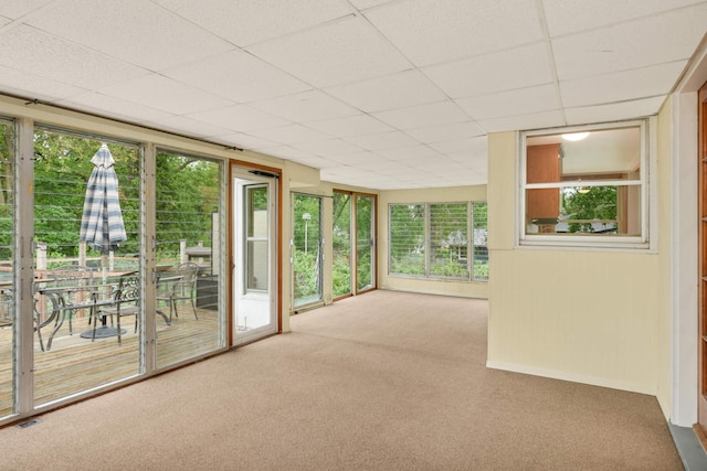 2479 Oxford St N, Roseville, MN 55113 - unfurnished sunroom with carpet floors and a drop ceiling