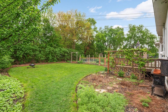 2479 Oxford St N, Roseville, MN 55113 - view of green lawn featuring a wooden deck