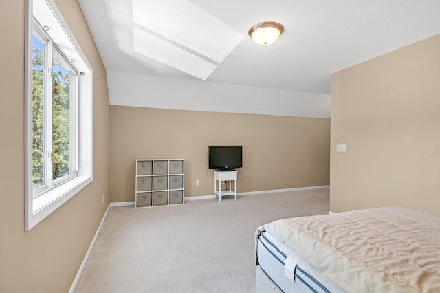 23141 Hilo Ave N, Forest Lake, MN 55025 - bedroom with multiple windows, light colored carpet, a skylight, and baseboards