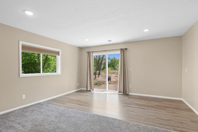 23141 Hilo Ave N, Forest Lake, MN 55025 - empty room with healthy amount of natural light, baseboards, wood finished floors, recessed lighting, and a textured ceiling