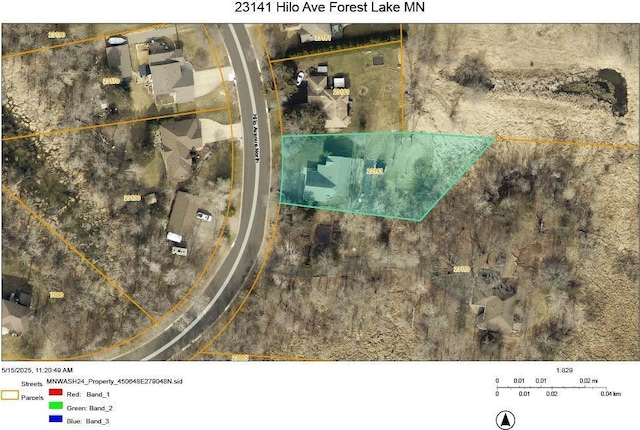 23141 Hilo Ave N, Forest Lake, MN 55025 - aerial view of property's location featuring property parcel outlined