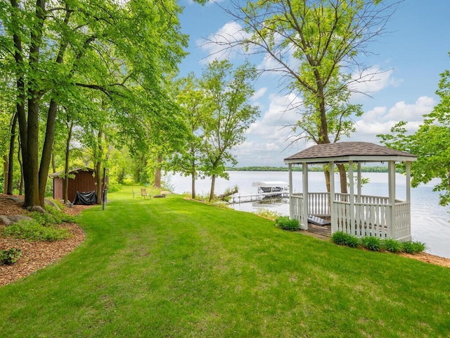 71156 Csah 18, Collinwood Twp, MN 55325 - view of grassy yard with a water view and a gazebo