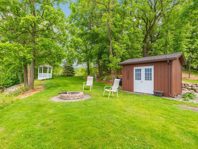 71156 Csah 18, Collinwood Twp, MN 55325 - view of green lawn featuring an outdoor fire pit