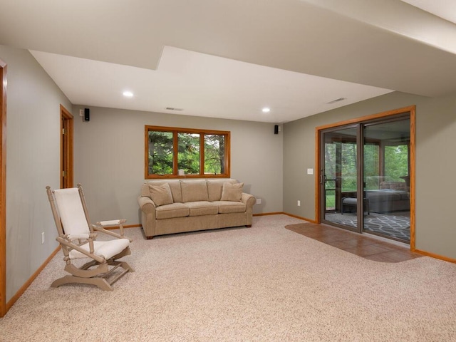 71156 Csah 18, Collinwood Twp, MN 55325 - carpeted living area featuring baseboards and recessed lighting