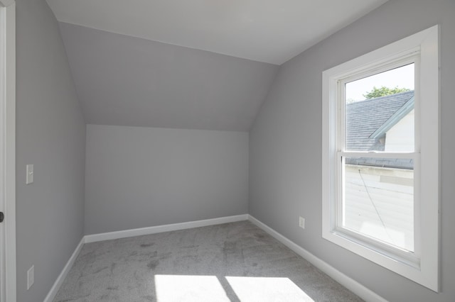 additional living space featuring lofted ceiling, carpet, and baseboards