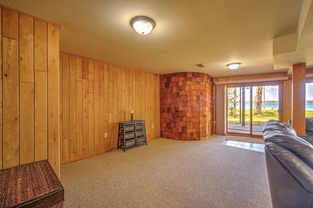 27166 Hersant Rd, Meenon Twp, WI 54893 - living area featuring wooden walls and carpet