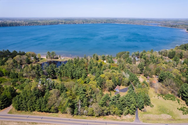 27166 Hersant Rd, Meenon Twp, WI 54893 - aerial view of a large body of water and a heavily wooded area
