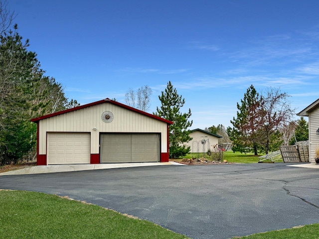 view of detached garage