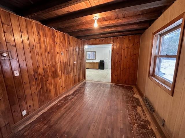 5535 Wahlsten Rd, Embarrass, MN 55732 - basement with hardwood / wood-style floors, wooden walls, and wooden ceiling