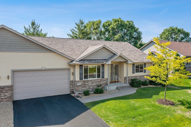 2200 142nd Ln NW, Andover, MN 55304 - view of front of property with brick siding, asphalt driveway, an attached garage, and a front lawn