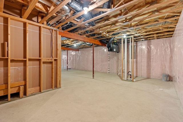 view of unfinished basement