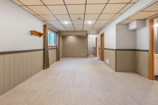 805 3rd Ave N, Sartell, MN 56377 - below grade area featuring carpet floors, wainscoting, recessed lighting, and a drop ceiling