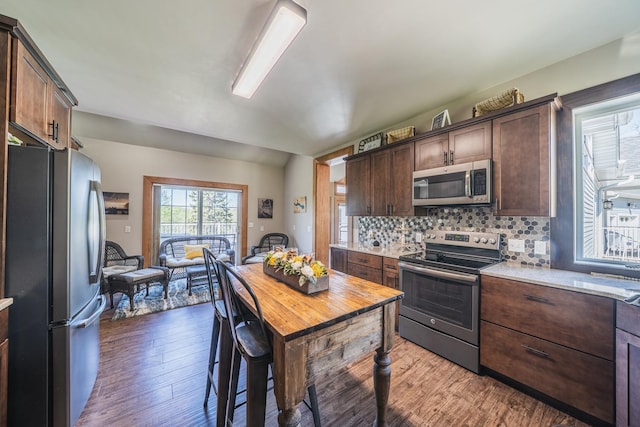 28571 Buffalo Lake Rd, Richwood Twp, MN 56521 - kitchen with appliances with stainless steel finishes, light countertops, and wood finished floors