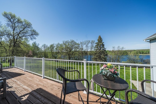 28571 Buffalo Lake Rd, Richwood Twp, MN 56521 - deck with a water view and a lawn