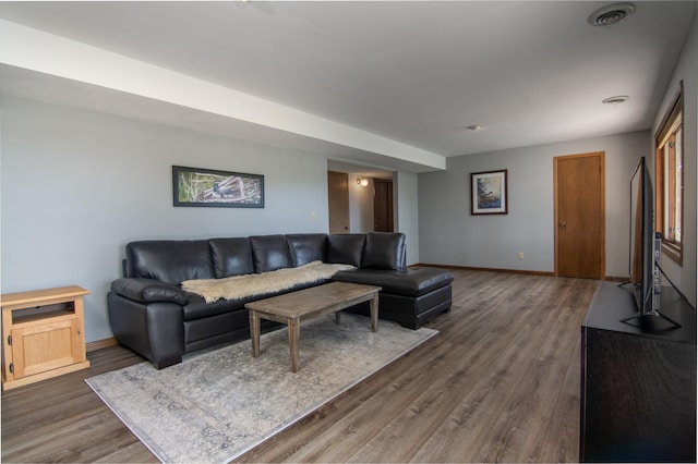 10415 Sorenson Dr, Hayward, WI 54843 - living area featuring baseboards and dark wood-style flooring