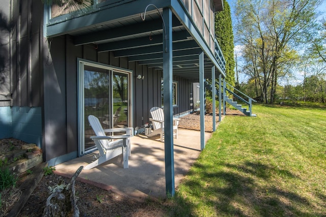 10415 Sorenson Dr, Hayward, WI 54843 - view of patio featuring stairs