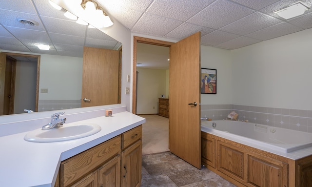 514 10th St N, Sartell, MN 56377 - full bathroom with a drop ceiling, a garden tub, and vanity
