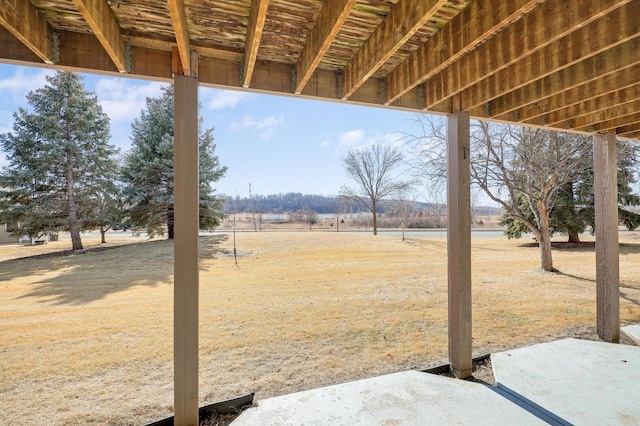 view of yard with a water view