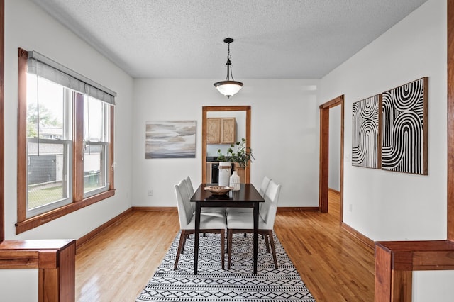 3608 Park Ave Unit 102, Minneapolis, MN 55407 - dining area with light wood-style floors, a textured ceiling, and baseboards