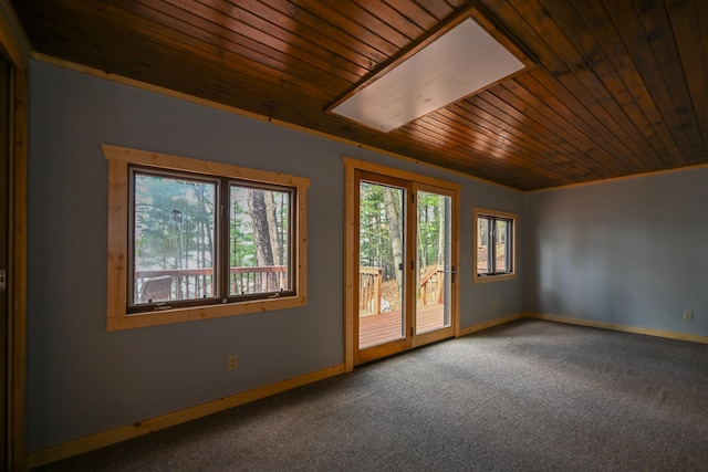 1192 Blackburn Rd, Scott Twp, WI 54801 - carpeted spare room with wooden ceiling and baseboards