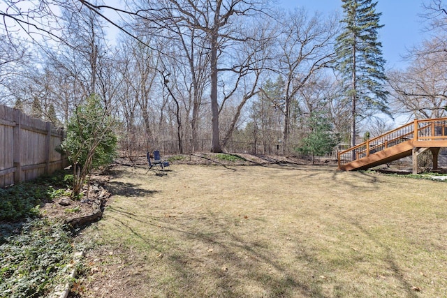 2241 17th St NW, New Brighton, MN 55112 - view of yard featuring stairs and a wooden deck