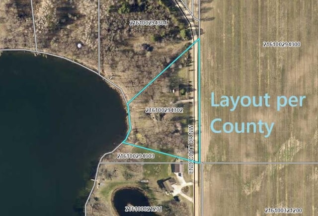 13047 Endicott Dr NW, Clearwater, MN 55320 - aerial map of property and surrounding area with property parcel outlined