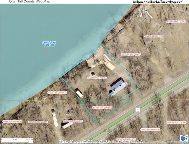 41443 County Highway 1, Ottertail, MN 56571 - aerial overview of property's location featuring property boundaries highlighted