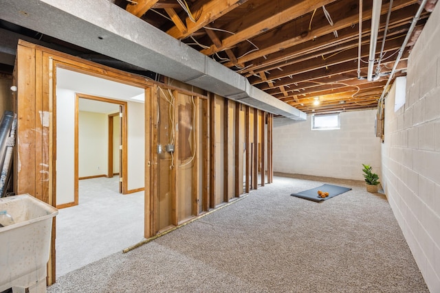 below grade area with carpet