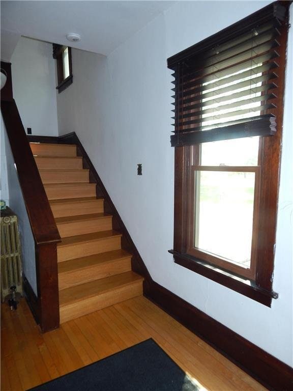 stairs with wood finished floors