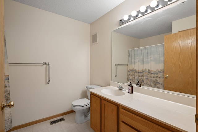 19136 Concord Ct NW, Elk River, MN 55330 - bathroom featuring toilet, vanity, curtained shower, and baseboards