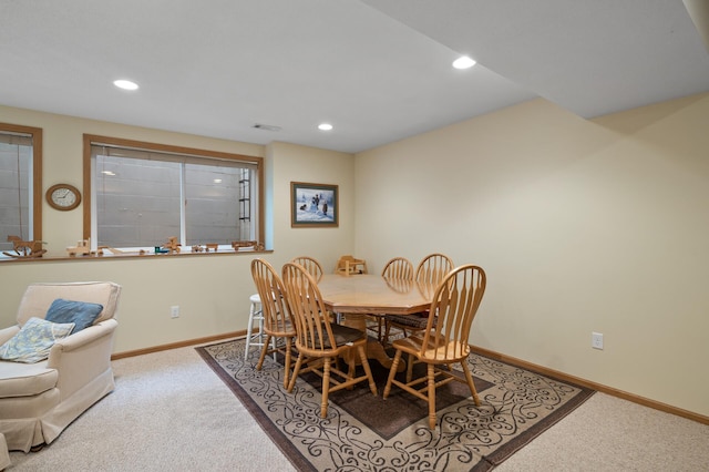 19136 Concord Ct NW, Elk River, MN 55330 - dining room featuring carpet flooring, recessed lighting, and baseboards