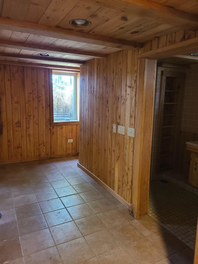 103 4th St, Grand Rapids, MN 55744 - empty room featuring wooden ceiling and wooden walls