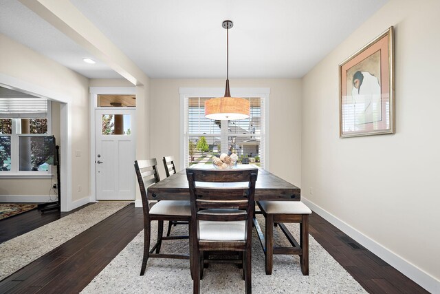 1013 Planters Path, Bayport, MN 55003 - dining space featuring baseboards, dark wood-type flooring, and recessed lighting