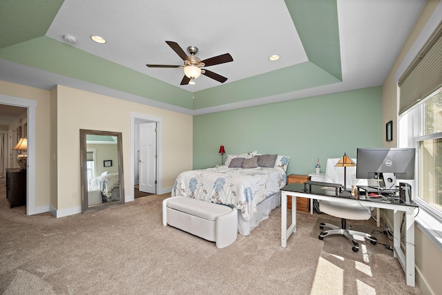 1013 Planters Path, Bayport, MN 55003 - bedroom featuring carpet flooring, a desk, recessed lighting, a raised ceiling, and baseboards