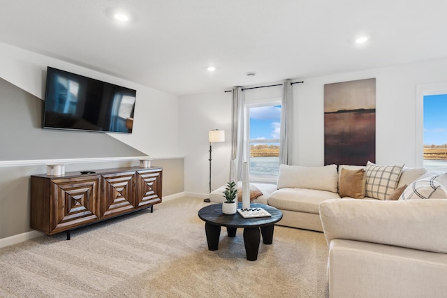 1951 Fulton Rd, Carver, MN 55315 - living room with light colored carpet, recessed lighting, and baseboards