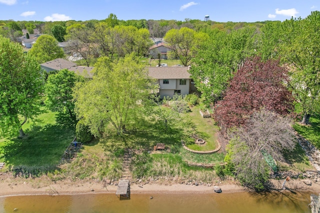 view from above of property with a large body of water