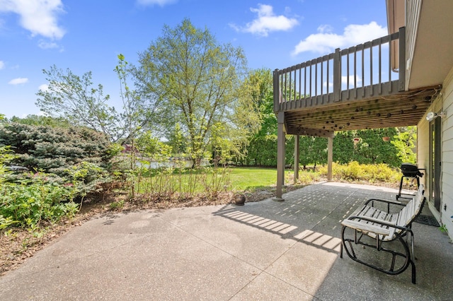 view of patio featuring a wooden deck
