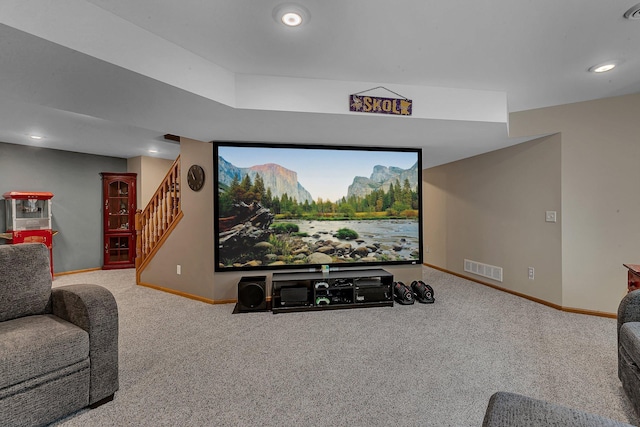 1502 9th St N, Sartell, MN 56377 - carpeted home theater with baseboards and recessed lighting