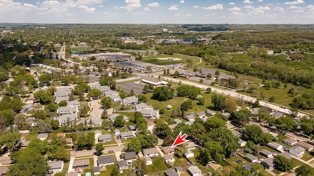 aerial overview of property's location featuring nearby suburban area