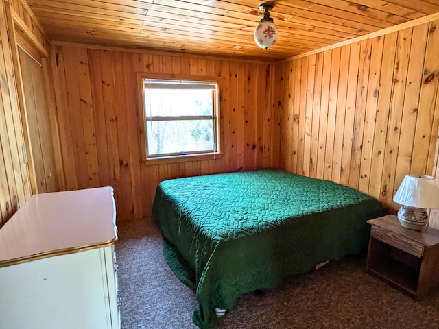 3333 Randa Rd, Orr, MN 55771 - carpeted bedroom featuring wooden ceiling and wooden walls